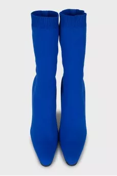 Bright blue textile ankle boots