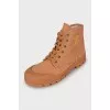Brown textile boots