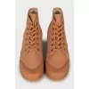 Brown textile boots