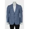 Men's blue checkered wool jacket