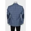Men's blue checkered wool jacket