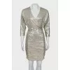 Gold draped fitted dress
