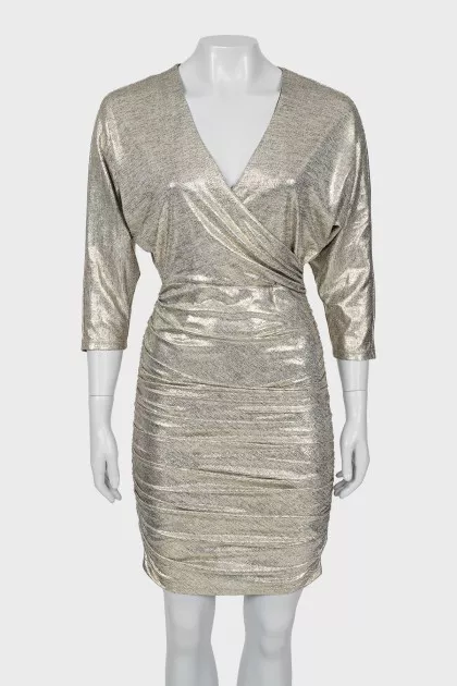 Gold draped fitted dress