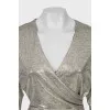 Gold draped fitted dress