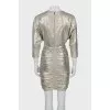 Gold draped fitted dress