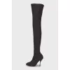 Gray textile over-the-knee boots