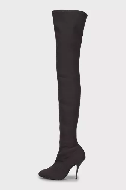 Gray textile over-the-knee boots