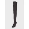 Gray textile over-the-knee boots