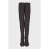 Gray textile over-the-knee boots
