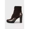 Suede ankle boots with leather inserts