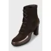 Suede ankle boots with leather inserts