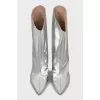 Silver leather ankle boots