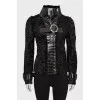 Fitted sheepskin coat decorated with rhinestones