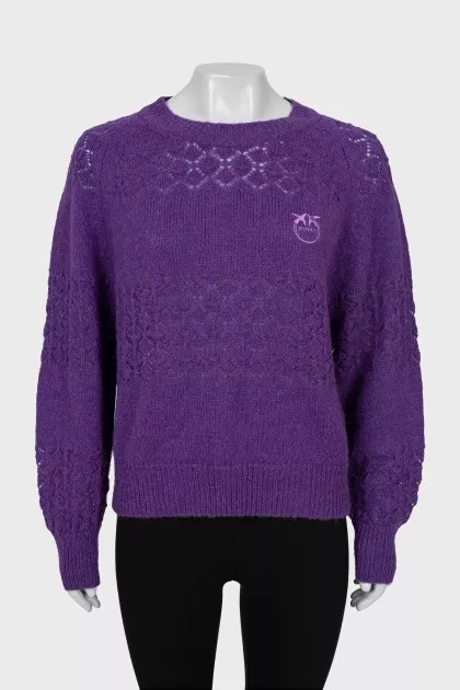 Knitted sweater with branded embroidery with tag