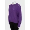 Knitted sweater with branded embroidery with tag
