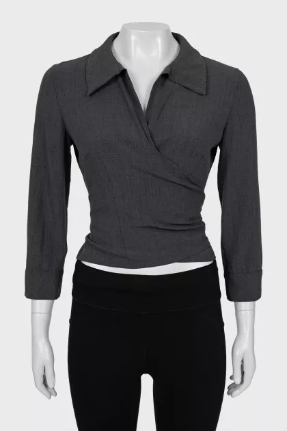 Gray wrap blouse