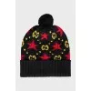 Wool hat with signature print