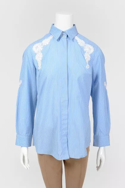 Shirt with lace inserts