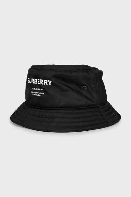 Black Panama hat with brand logo