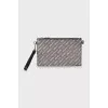 Grey leather clutch
