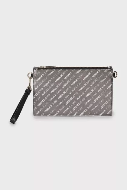 Grey leather clutch