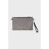 Grey leather clutch