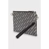 Grey leather clutch