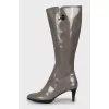 Grey leather boots
