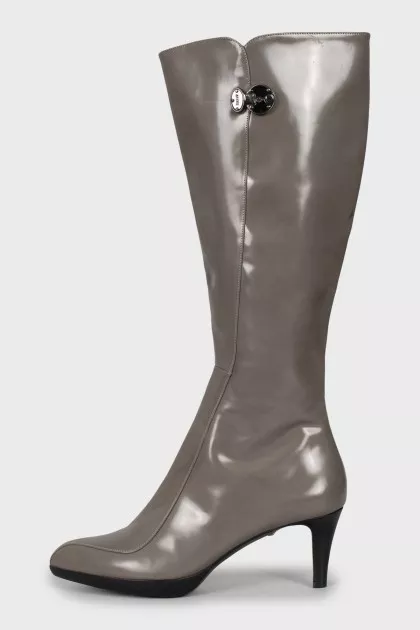 Grey leather boots