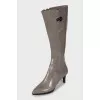 Grey leather boots