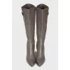 Grey leather boots