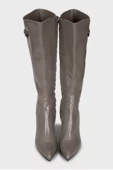 Grey leather boots