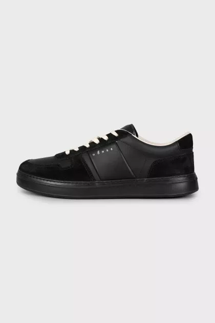 Men's suede and leather sneakers with tag