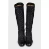 Black boots made of textile and leather