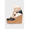 High wedge ankle boots