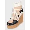 High wedge ankle boots