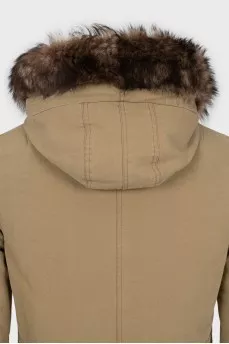 Men's leather and textile parka