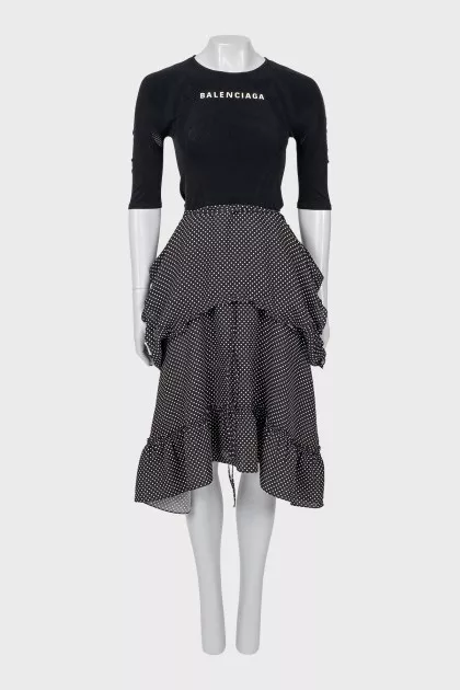 Polka dot dress with brand logo
