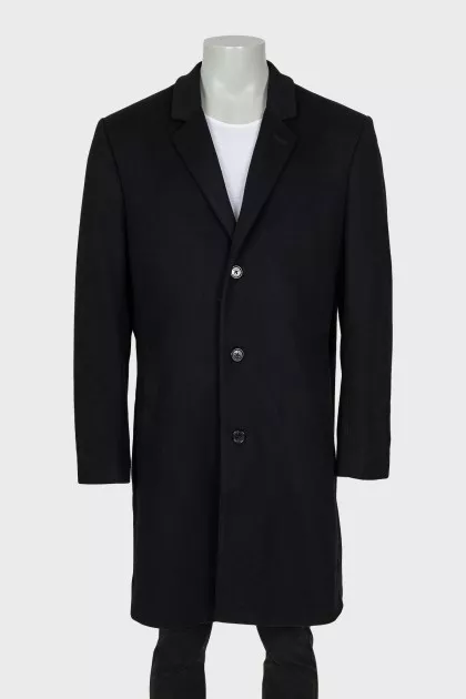 Men's black coat, straight cut