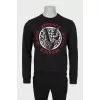 Men's black sweatshirt with branded embroidery