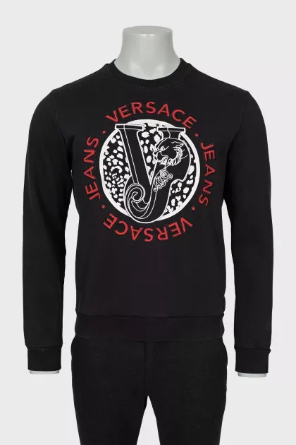 Men's black sweatshirt with branded embroidery