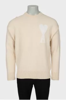 Men's wool sweater with brand logo