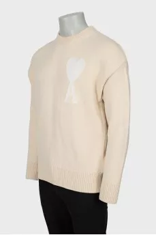 Men's wool sweater with brand logo