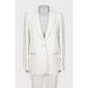 White suit with accent stripes