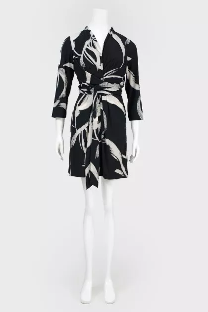Black and white dress with a wide belt