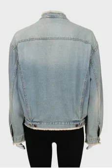Denim jacket with raw edges