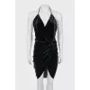Velour dress with ties