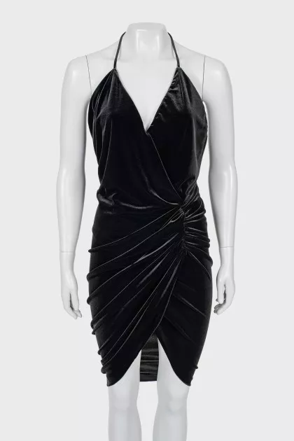 Velour dress with ties