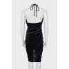 Velour dress with ties