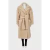 Beige wool fur coat